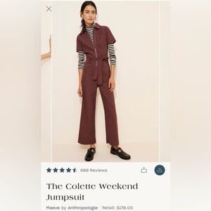 Maeve Anthropologie The Collette Weekend Jumpsuit Women's 4 Brown